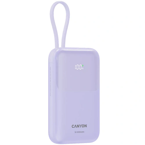 Baterie portabila CANYON OnPower 101, 10000 mAh, 1 x USB-C, 1 x USB-A, Purple - Imagine 3