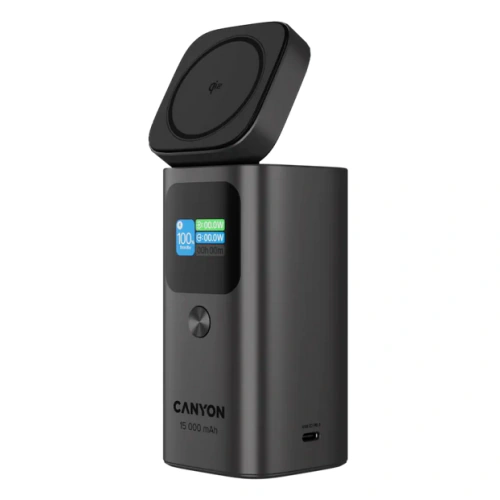 CANYON Baterie portabila CANYON OnPower 150, 15.000 mAh, 1 x USB-A, 1 x USB-C, Dark Grey - IT-Fashion.ro