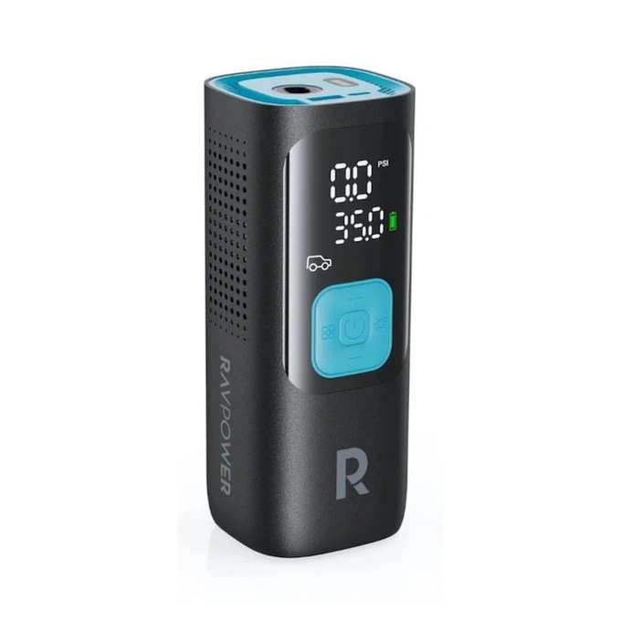 Compresor auto portabil RavPower RP-PB1233 75-73401-001, ecran LCD, 7500mAh, Negru - Imagine 1