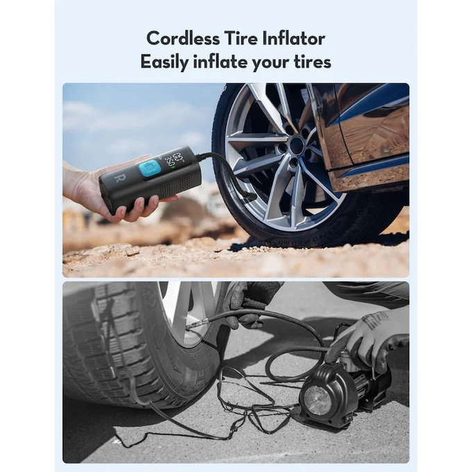 Compresor auto portabil RavPower RP-PB1233 75-73401-001, ecran LCD, 7500mAh, Negru - Imagine 4