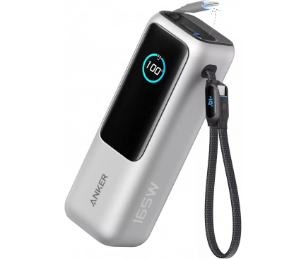 PowerBank ANKER A1695H41, 25000mAh, 165W, 1 x USB-A - 3 x USB-C, Silver - Imagine 1