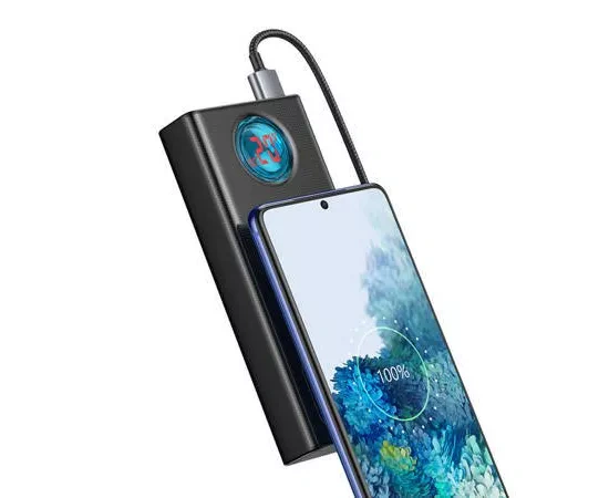 PowerBank BASEUS Ambilight PPLG000101, 30000 mAh, 65 W, 3 A, QuickCharge 3.0, USB, Micro USB, USB Type-C, Lightning, Negru - Imagine 3