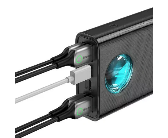 PowerBank BASEUS Ambilight PPLG000101, 30000 mAh, 65 W, 3 A, QuickCharge 3.0, USB, Micro USB, USB Type-C, Lightning, Negru - Imagine 4