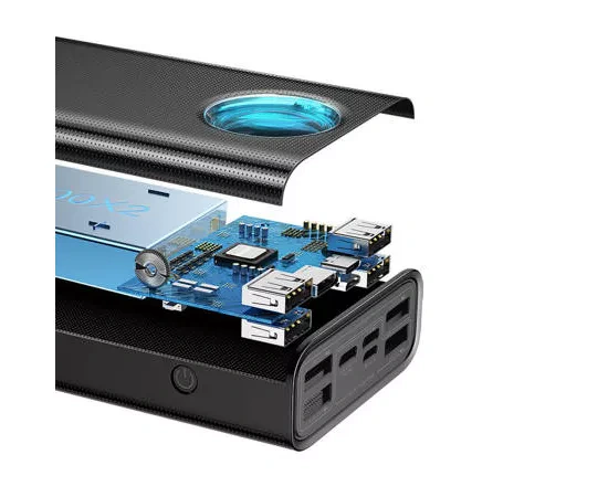 PowerBank BASEUS Ambilight PPLG000101, 30000 mAh, 65 W, 3 A, QuickCharge 3.0, USB, Micro USB, USB Type-C, Lightning, Negru - Imagine 5
