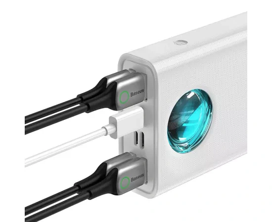 PowerBank BASEUS Amblight PPLG000102, 30000 mAh, 65 W, QuickCharge 3.0, 4 x USB, Micro USB, USB Type-C, Lightning, Alb - Imagine 5