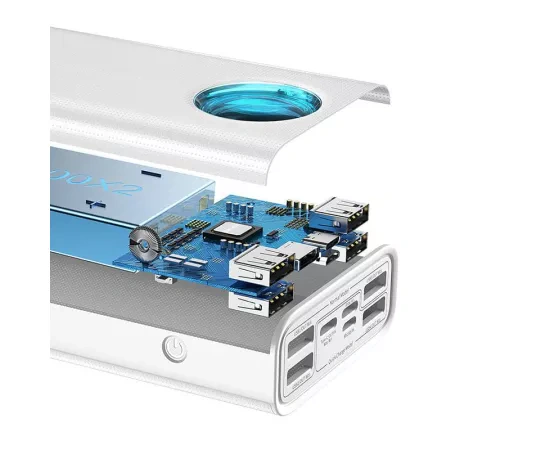 PowerBank BASEUS Amblight PPLG000102, 30000 mAh, 65 W, QuickCharge 3.0, 4 x USB, Micro USB, USB Type-C, Lightning, Alb - Imagine 6