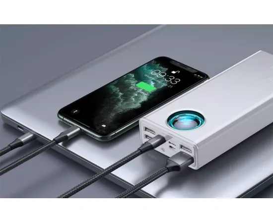 PowerBank BASEUS Amblight PPLG000102, 30000 mAh, 65 W, QuickCharge 3.0, 4 x USB, Micro USB, USB Type-C, Lightning, Alb - Imagine 7