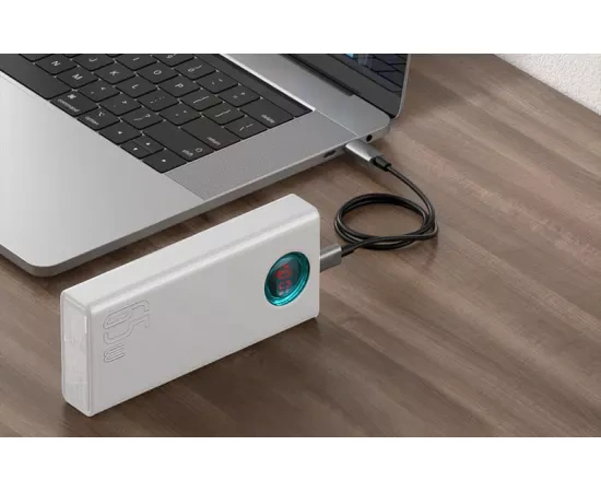 PowerBank BASEUS Amblight PPLG000102, 30000 mAh, 65 W, QuickCharge 3.0, 4 x USB, Micro USB, USB Type-C, Lightning, Alb - Imagine 8