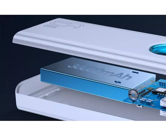 PowerBank BASEUS Amblight PPLG000102, 30000 mAh, 65 W, QuickCharge 3.0, 4 x USB, Micro USB, USB Type-C, Lightning, Alb - Imagine 9