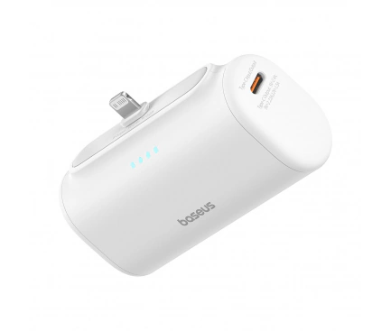 Powerbank BASEUS Compact, 5000mAh, 20W, 1 x Lightning, White - Imagine 1