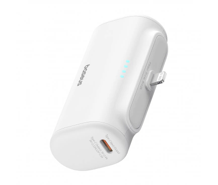Baseus Powerbank BASEUS Compact, 5000mAh, 20W, 1 x Lightning, White - IT-Fashion.ro