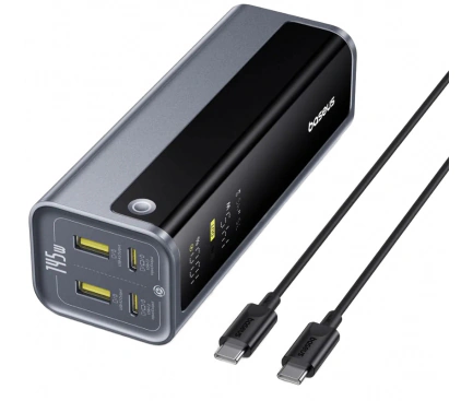 Baseus Powerbank BASEUS EnerGeek GP12, 20800mAh, 145W, QC + PD, 2 x USB-A - 2 x USB-C, Gray - IT-Fashion.ro