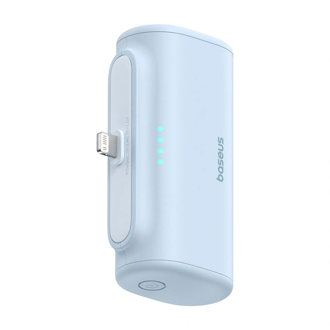 Baseus Powerbank Baseus P10068307313-00, 5000mAh USB-C + Lightning, Light Blue - IT-Fashion.ro