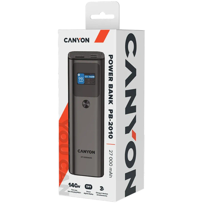 Powerbank Canyon 27.000 mAh PD140W QC 3.0 Dark Grey - Imagine 7