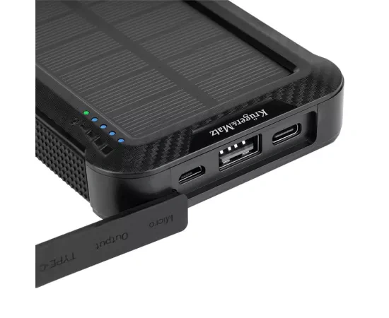 PowerBank cu panou solar KRUGER & MATZ KM0910, 10000 mAh, 5 W, 1 x USB, 1 x USB Type-C, 1 x MicroUSB, Black - Imagine 3