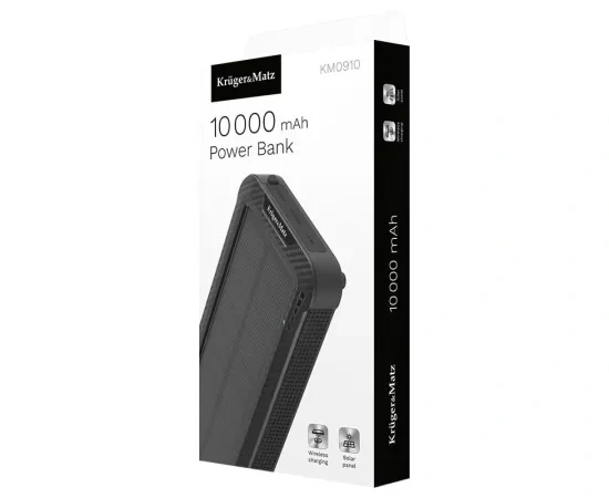 PowerBank cu panou solar KRUGER & MATZ KM0910, 10000 mAh, 5 W, 1 x USB, 1 x USB Type-C, 1 x MicroUSB, Black - Imagine 7