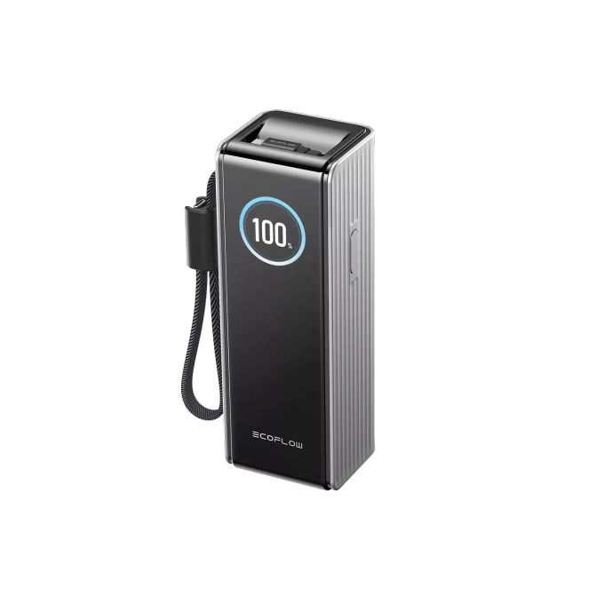 PowerBank ECOFLOW RAPID, 25000 mAh, 170W, 1 x USB-C, 1 x USB-A, 1 × cablu USB-C retractabil de 67 cm, 1 × cablu USB-C cu snur de 26 cm, Black - Imagine 1