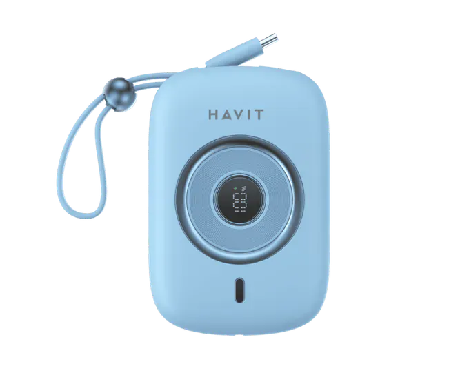 PowerBank HAVIT PB5214-BU, 10000 mAh, 35 W, 1x USB-C, Blue - Imagine 1
