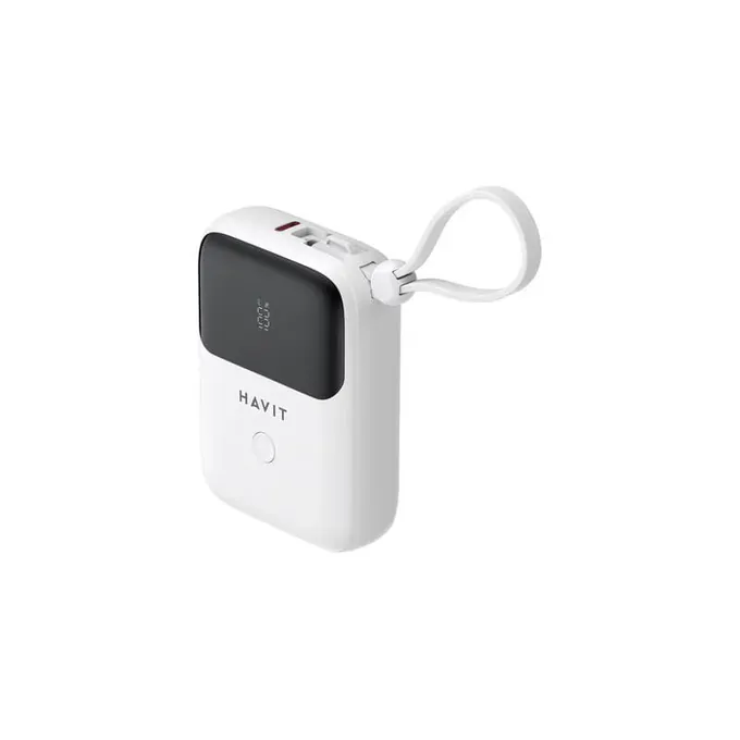 PowerBank HAVIT PB5215-WH, 10000 mAh, 20 W, 2x USB-C, 1x Lightning, White - Imagine 1