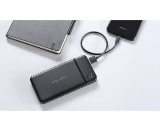PowerBank KRUGER & MATZ KM0903, 10000 mAh, 2 x USB, 1 x USB Type-C, 1 x MicroUSB, Black - Imagine 3