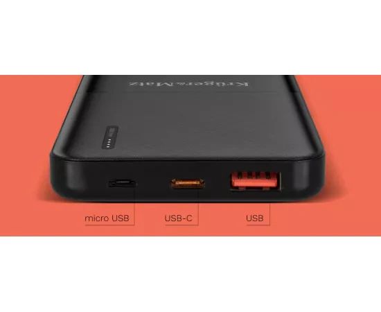 PowerBank KRUGER & MATZ KM0904, 10000 mAh, 20 W, QuickCharge, 1 x USB, 1 x USB Type-C, 1 x MicroUSB, Black - Imagine 8