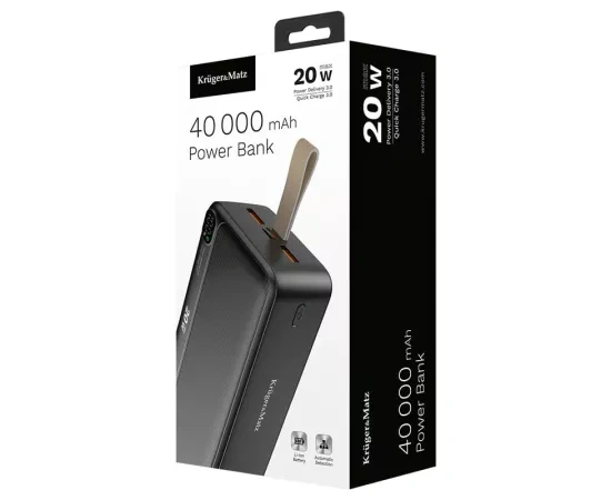 PowerBank KRUGER & MATZ KM0908, Power Delivery 3.0, 40000 mAh, 20 W, 2 x USB A, 1 x USB Type-C, 1 x MicroUSB, Black - Imagine 6