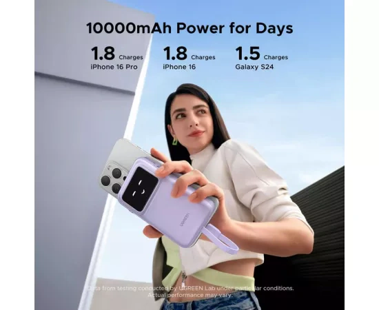 PowerBank UGREEN PB511, 10000mAh, 30W, 1 x USB-A, 1 x USB-C, Purple - Imagine 7