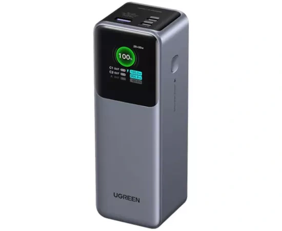 PowerBank UGREEN PB722-35525B, 25.000 mAh, 200W, 1x USB, 2x USB-C, Gray - Imagine 1