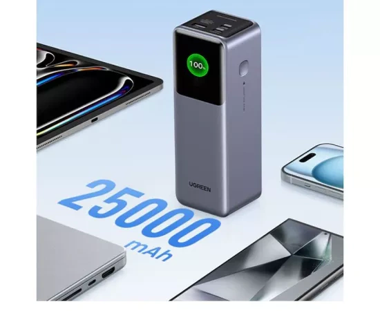 PowerBank UGREEN PB722-35525B, 25.000 mAh, 200W, 1x USB, 2x USB-C, Gray - Imagine 3