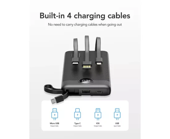 PowerBank VEGER C20, 20000 mAh, 1 x USB-C, 1 x USB-A, Display LED, Black - Imagine 2