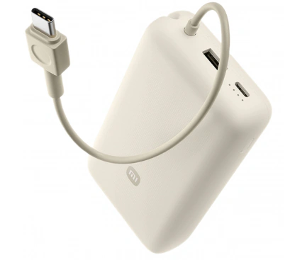 Powerbank XIAOMI BHR8851GL, 20000 mAh, 33W, 1 x USB-A - 1 x USB-C, Cablu USB-C integrat, Bej - Imagine 3