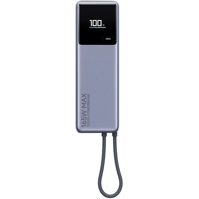 PowerBank XIAOMI BHR9361GL, 10000 mAh, 165W, 1x USB-C, Cablu USB-C integrat, Silver - Imagine 1