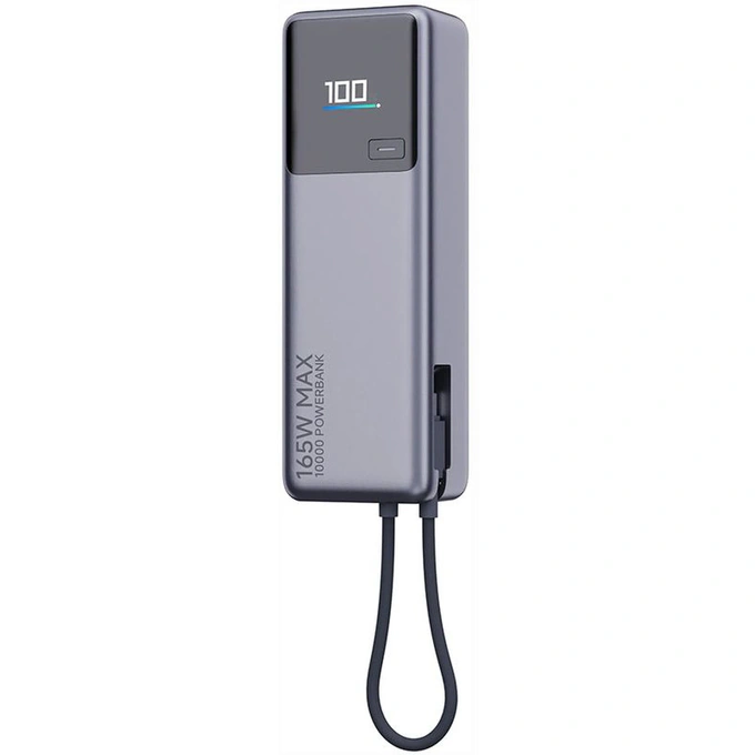 PowerBank XIAOMI BHR9361GL, 10000 mAh, 165W, 1x USB-C, Cablu USB-C integrat, Silver - Imagine 3
