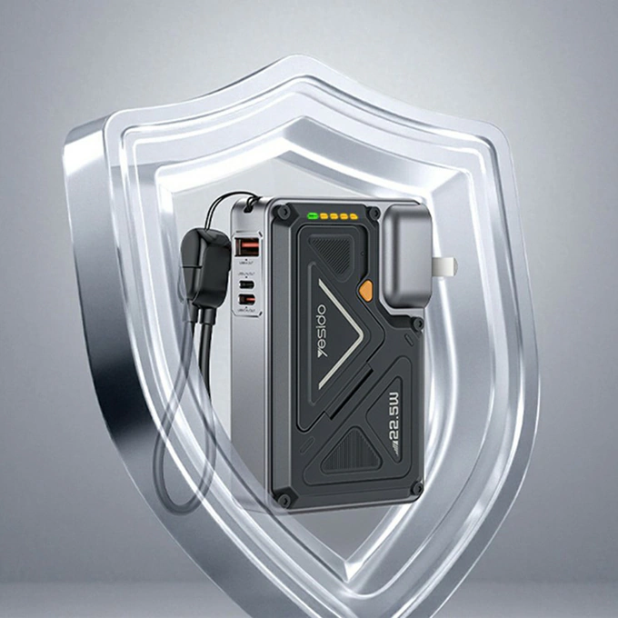 PowerBank YESIDO YP89, 1 x USB Type-C, 1 x USB, 1 x Lightning, Incarcare wireless, 10000mAh, 22.5W, Gray + Cablu USB-C - Lightning - Imagine 3