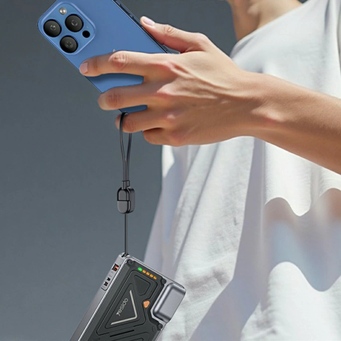 PowerBank YESIDO YP89, 1 x USB Type-C, 1 x USB, 1 x Lightning, Incarcare wireless, 10000mAh, 22.5W, Gray + Cablu USB-C - Lightning - Imagine 6