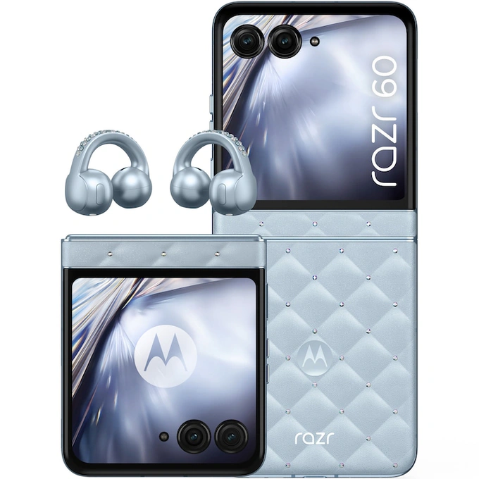 Telefon MOTOROLA Razr 60 5G PB860080RO, 256GB, 8GB RAM, Dual SIM, Ice Melt + Casti Motorola Buds Loop, Swarovski - Imagine 1