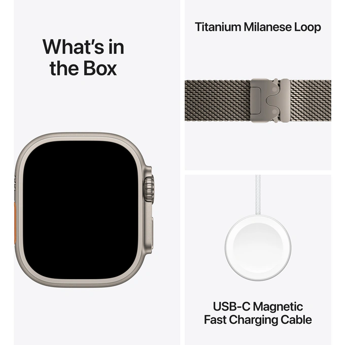 APPLE Watch Ultra 3, GPS + Cellular, 49mm, Natural Titanium Case, Natural Titanium Milanese Loop - Medium - Imagine 7