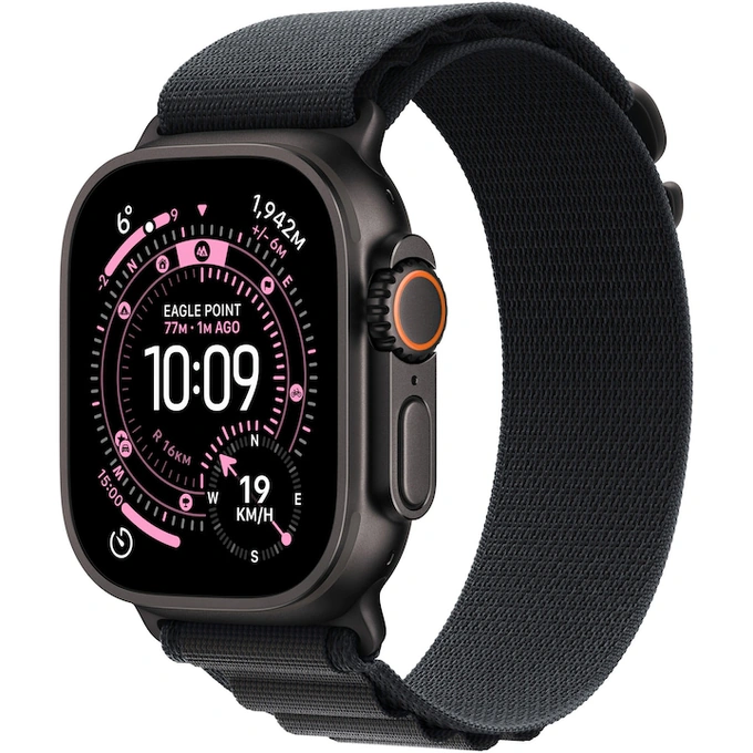 APPLE Watch Ultra 3, GPS + Cellular, Carcasa Black Titanium 49mm, Black Alpine Loop - Medium - Imagine 1