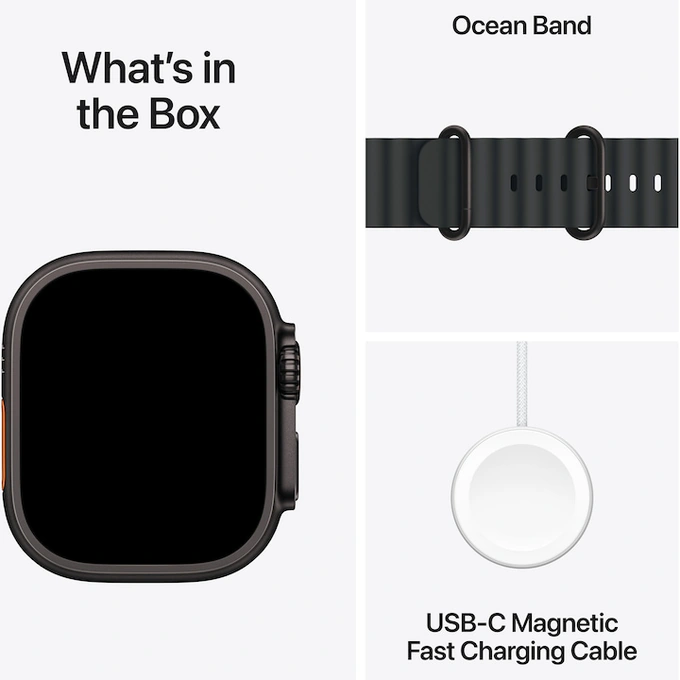 APPLE Watch Ultra 3, GPS + Cellular, Carcasa Black Titanium 49mm, Black Ocean Band - Imagine 7