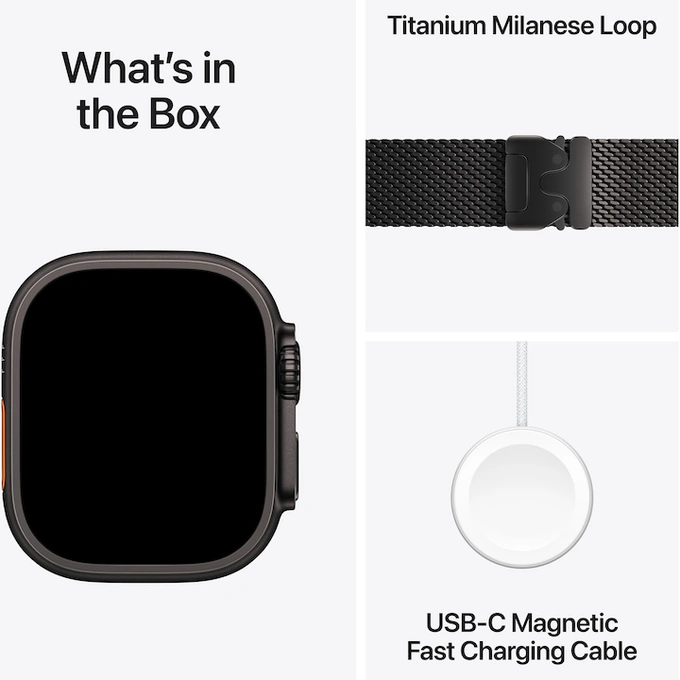 APPLE Watch Ultra 3, GPS + Cellular, Carcasa Black Titanium 49mm, Black Titanium Milanese Loop - Medium - Imagine 7