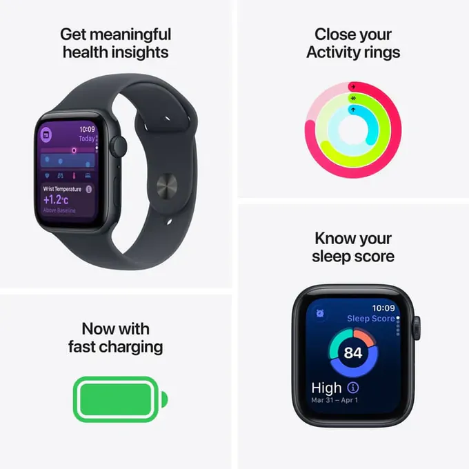 Smartwatch APPLE Seria SE 3 (2025), iOS, Silicon, 44 mm, M/L, Midnight - Imagine 3