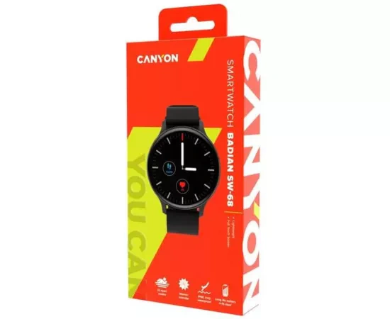 Smartwatch CANYON Badian CNS-SW68BB, 44.9 mm, Android/iOS, Bluetooth, Silicon, Black - Imagine 4