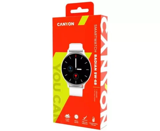 Smartwatch CANYON Bardian CNS-SW68SS, 44.9 mm, Android/iOS, Bluetooth, Silicon, White - Imagine 4