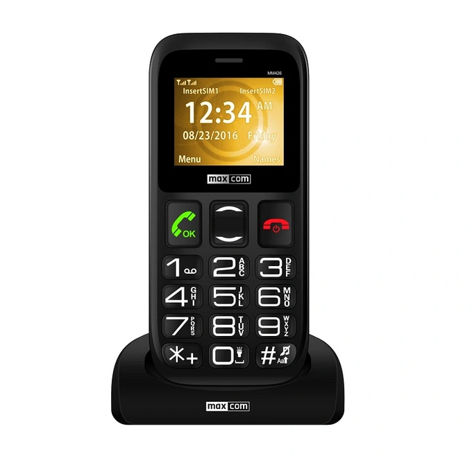 Telefon mobil MAXCOM MM426 SE Black, Dual SIM, stand de incarcare - Imagine 1