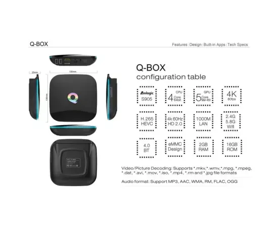 Adaptor streaming OEM OTT S905 BOX Android 4K cu Wi-Fi și Bluetooth 4.0 - Negru - Imagine 1
