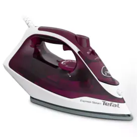 Tefal Fier de călcat cu abur Tefal Express Steam FV2835E0, 2400W, talpă ceramică Cerilium, jet abur 160 g/min, alb-visiniu - IT-Fashion.ro