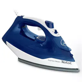 Tefal Fier de călcat cu abur Tefal Express Steam FV2838E0, 2400W, jet abur 180 g/min, abur variabil 0–40 g/min, talpă ceramică, 270 ml, alb/albastru - IT-Fashion.ro