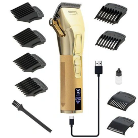 CAMRY Masina De Tuns Si Aparat De Ras, Camry, CR2835G, Multifunctional, Profesionala, Afisaj LCD, 100 W, 2 Viteze, Pentru Acumulator, Ceramic/Titan, Auriu - IT-Fashion.ro