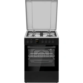 HEINNER Aragaz mixt HEINNER HFSC-S66FDCC-IBK, 4 Arzatoare gaz, Autocuratarea catalitica, Aprindere electrica, Dispozitiv de siguranta, Cuptor Electric, Timer, Grill, Clasa A, Negru - IT-Fashion.ro