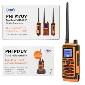 PNI Stație radio portabilă dual band PNI P17UV VHF/UHF 144–146 MHz și 430–440 MHz, 999 canale, 1500 mAh, Scan, Dual Watch, Roger Beep, FM, lanternă - IT-Fashion.ro